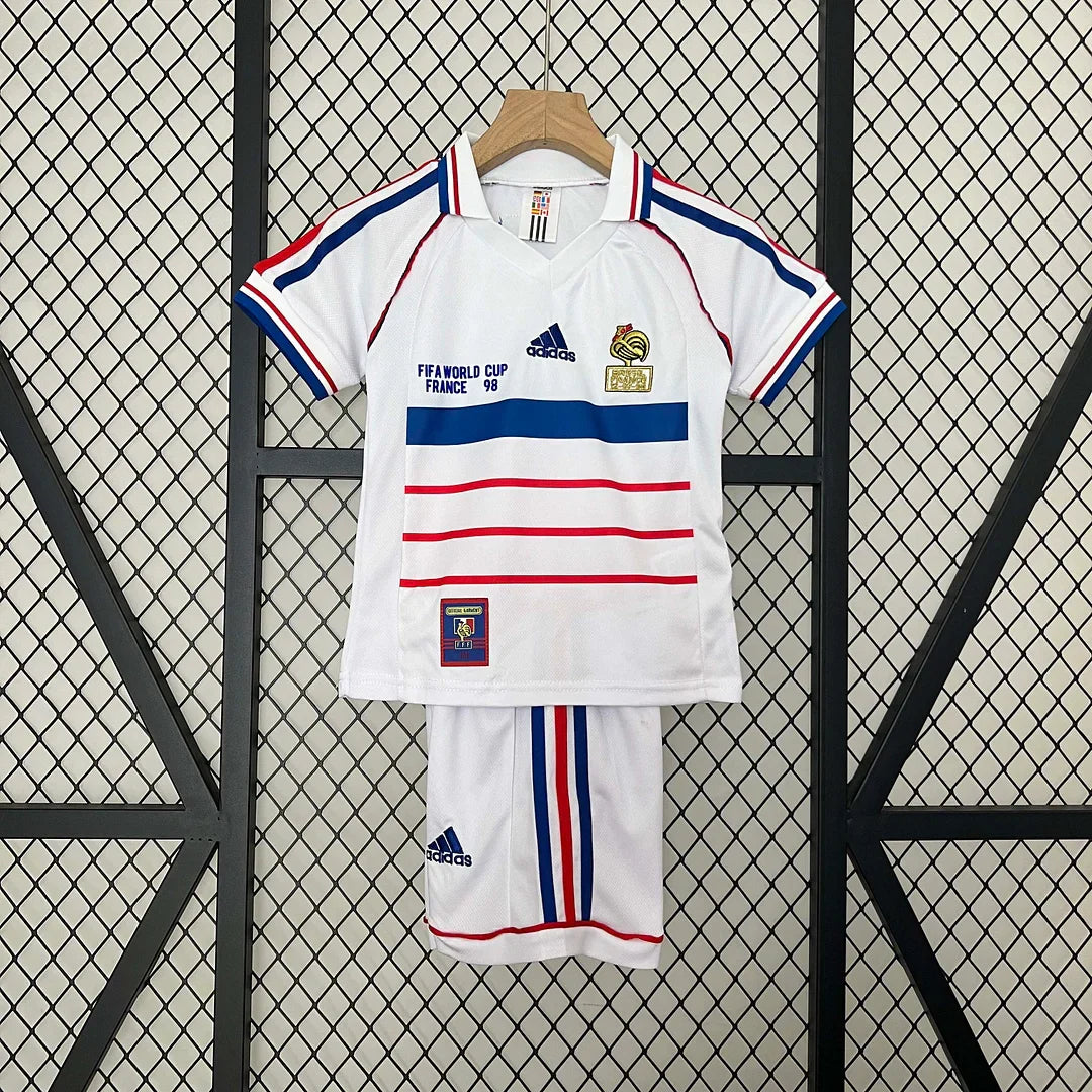 1998 Retro France Visitante Kit Talla Niño