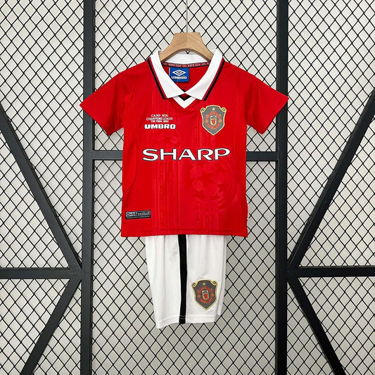 Maillot rétro Manchester United domicile européen pour enfant 1999/2000