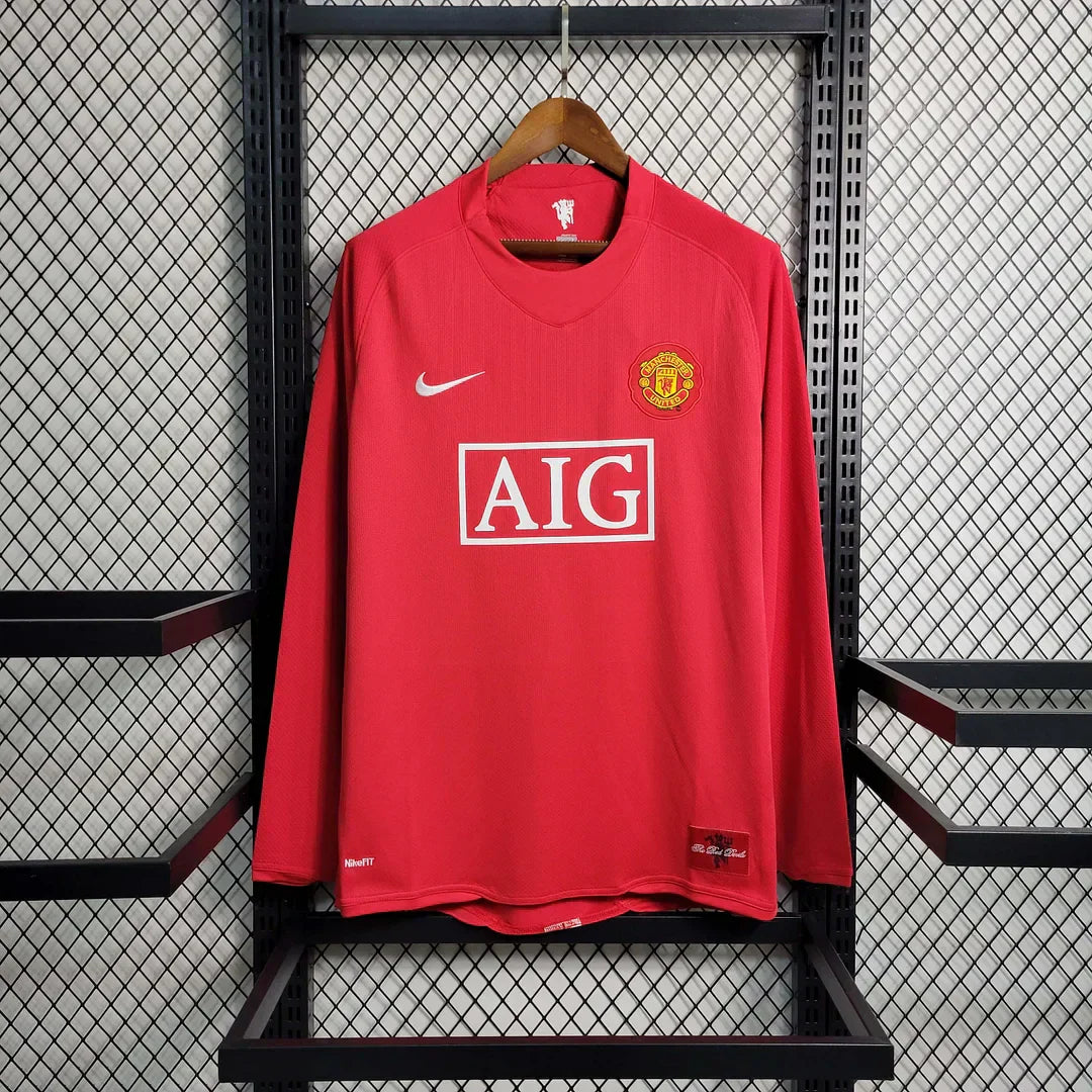 Maillot rétro à manches longues domicile Manchester United 2007-2008
