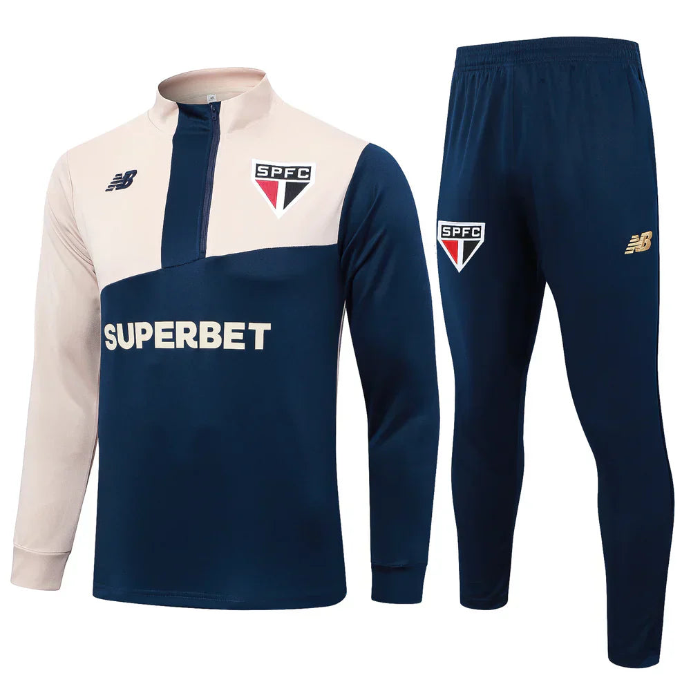 Survêtement Sao Paolo bleu foncé et beige