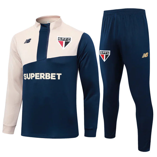 Survêtement Sao Paolo bleu foncé et beige