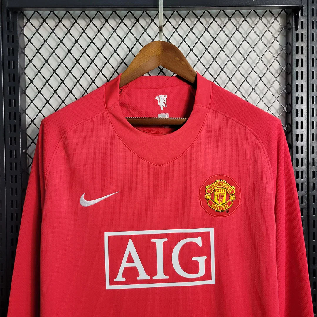 Maillot rétro à manches longues domicile Manchester United 2007-2008