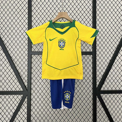 Maillot domicile rétro Brésil 2004, taille enfant